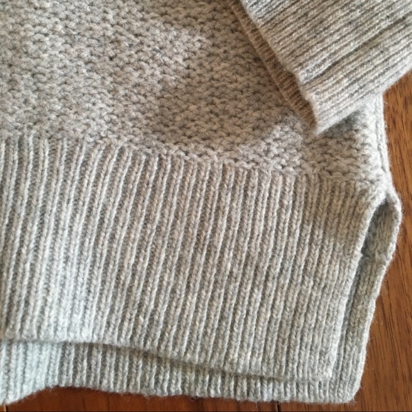 Cashmere REBECCA TAYLOR XS mock turtle neck asymmetrical ruffle grey sweater - Picture 8 of 9